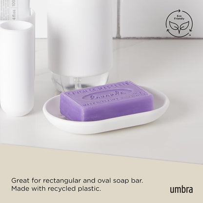 Umbra Touch Soap Dish, Plastic Soap Holder with Drainage, White