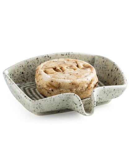 Zoeeker Self Draining Soap Dish, Ceramic Bar Soap Holder with Drainage