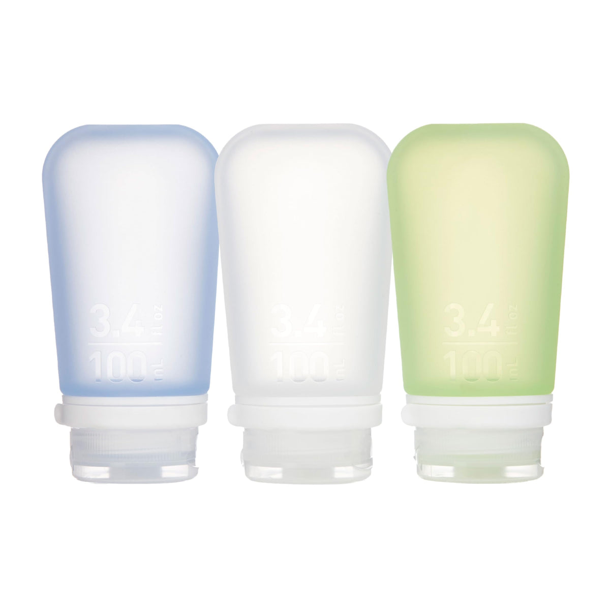 humangear GoToob+ 3-Pack, Small (1.7 fl oz), Clear/Purple/Teal
