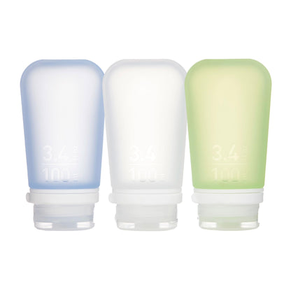 humangear GoToob+ 3-Pack, Small (1.7 fl oz), Clear/Purple/Teal