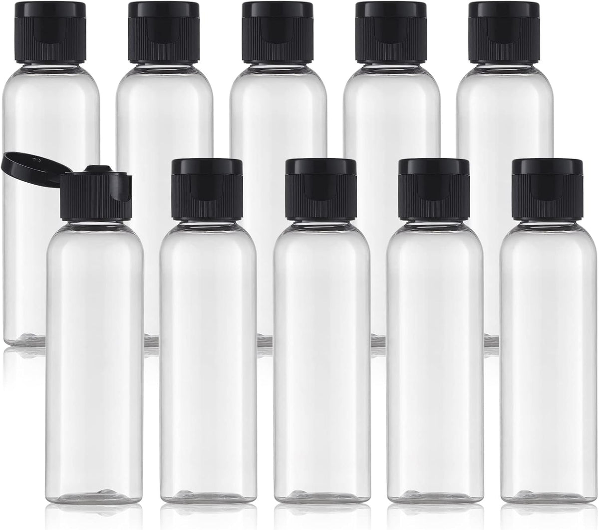 Travel Bottles 2oz, Clear Flip Cap Squeeze Plastic, 10 PCS Empty Container