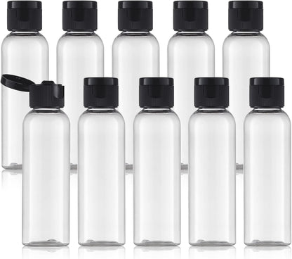 Travel Bottles 2oz, Clear Flip Cap Squeeze Plastic, 10 PCS Empty Container