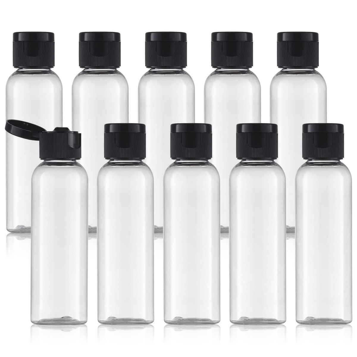 Travel Bottles 2oz, Clear Flip Cap Squeeze Plastic, 10 PCS Empty Container