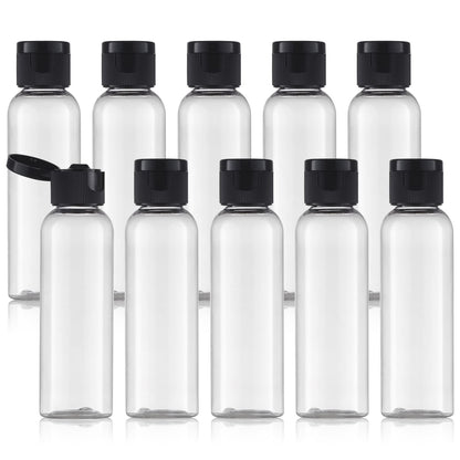 Travel Bottles 2oz, Clear Flip Cap Squeeze Plastic, 10 PCS Empty Container