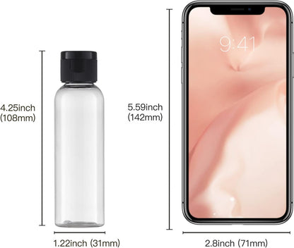 Travel Bottles 2oz, Clear Flip Cap Squeeze Plastic, 10 PCS Empty Container