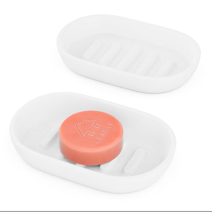 Soap Dishes for Bar Soap,2 Pack Environmentally-Friendly Bathroom Soap Dishes (Removable),2Pcs/Set Bamboo Soap Dishes Holder,Bathroom Sink Soap Dish,White