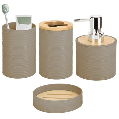 RRM 4 Piece Bamboo Bathroom Accessories Set, Boho Bathroom Decor, Aqua