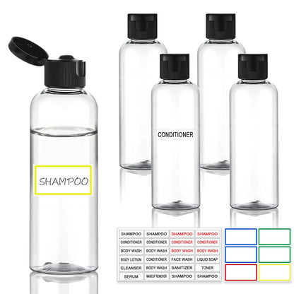 5 Pack 3.4 oz Travel Bottles for Toiletries, TSA Approved Leak Proof Refillable Travel Size Containers, Clear Plastic Shampoo Bottles for Lotion Conditioner
