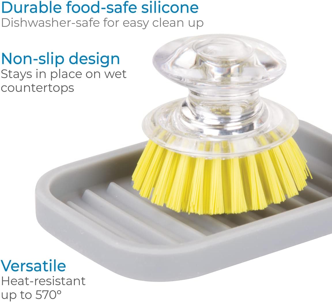 iDesign Silicone Soap Dish, Gray, Rectangular, 5" x 3.5" x 5"