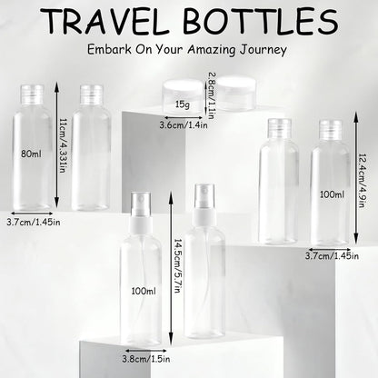 Ninsula 8Pcs Travel Bottles Set, TSA Approved Travel Size Toiletries, Reusable Leak Proof Cosmetic Containers for Shampoo, Conditioner, Cream -Women Men Travel Essentials