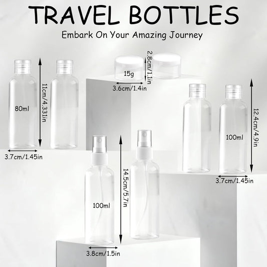 Ninsula 8Pcs Travel Bottles Set, TSA Approved Travel Size Toiletries, Reusable Leak Proof Cosmetic Containers for Shampoo, Conditioner, Cream -Women Men Travel Essentials