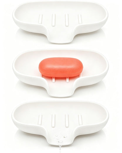 3 Pack Silicone Soap Dish for Shower, Bar Soap Holder with Drain Spout