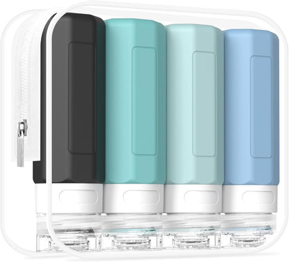 Redfly Travel Bottles for Toiletries 3oz, Silicone Travel Size Containers