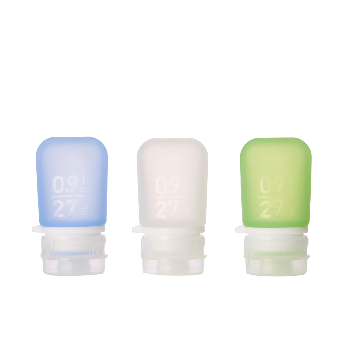 humangear GoToob+ 3-Pack, Small (1.7 fl oz), Clear/Purple/Teal