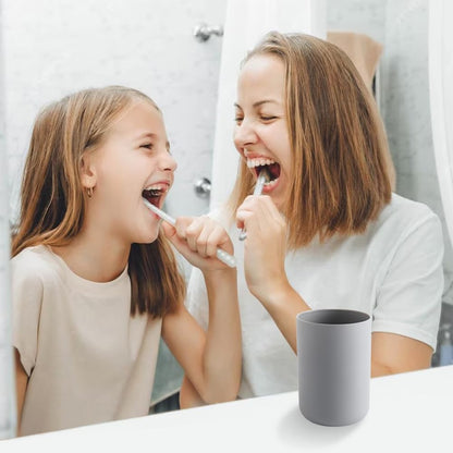 Bathroom Toothbrush Holder Cups, White Plastic Drinking Cups Mouthwash Cup Reusable Water Cup Bathroom Storage for Home Travel, 300ml (Gray)