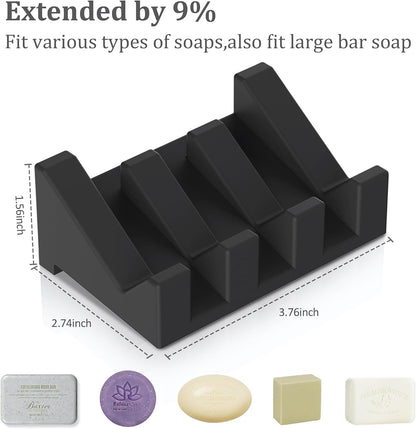 Silicone Soap Dish Set,3PCS Self Draining Soap Holder for Bar Soap