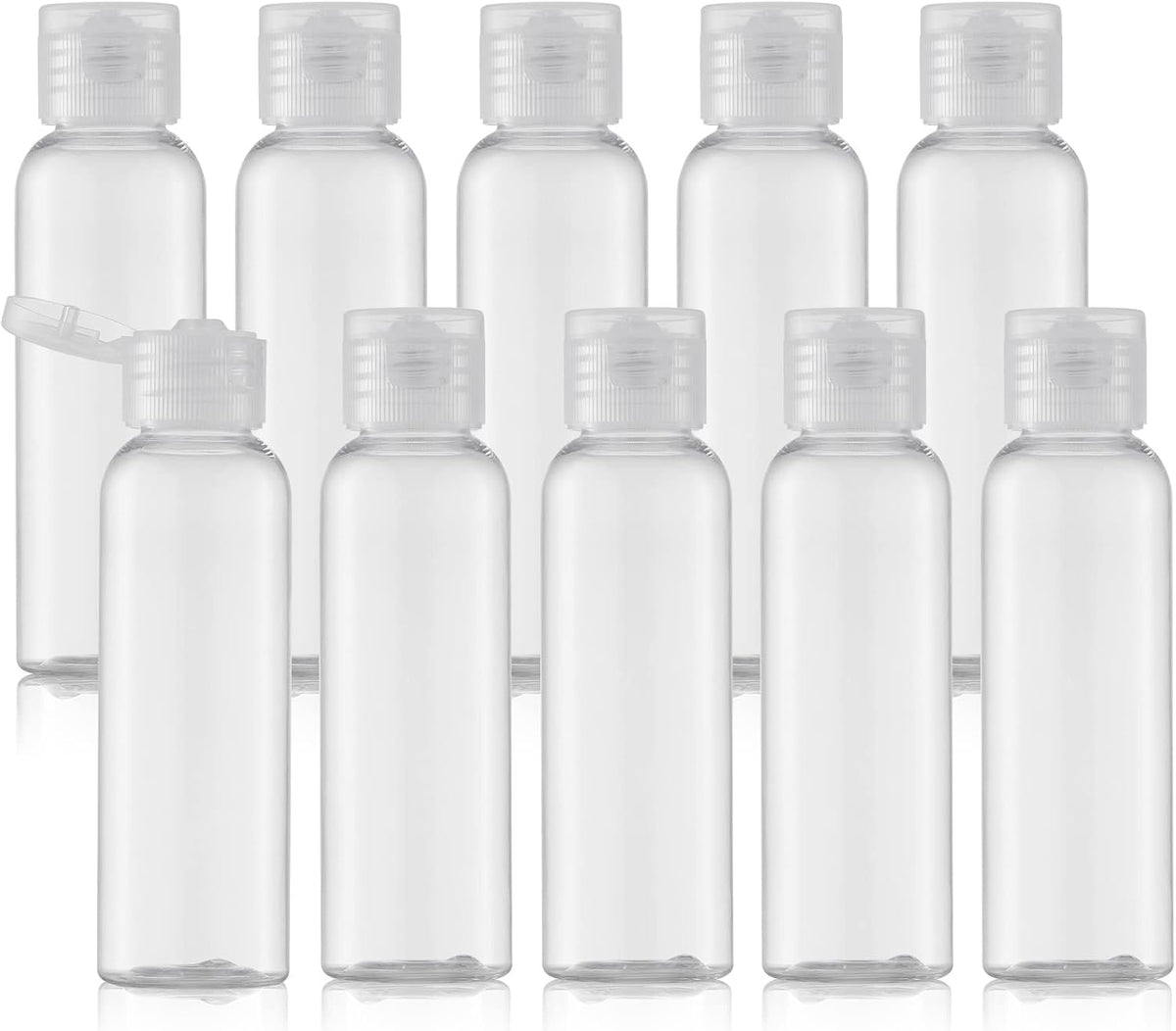 Travel Bottles 2oz, Clear Flip Cap Squeeze Plastic, 10 PCS Empty Container