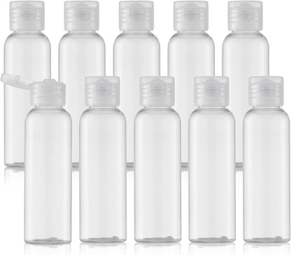 Travel Bottles 2oz, Clear Flip Cap Squeeze Plastic, 10 PCS Empty Container