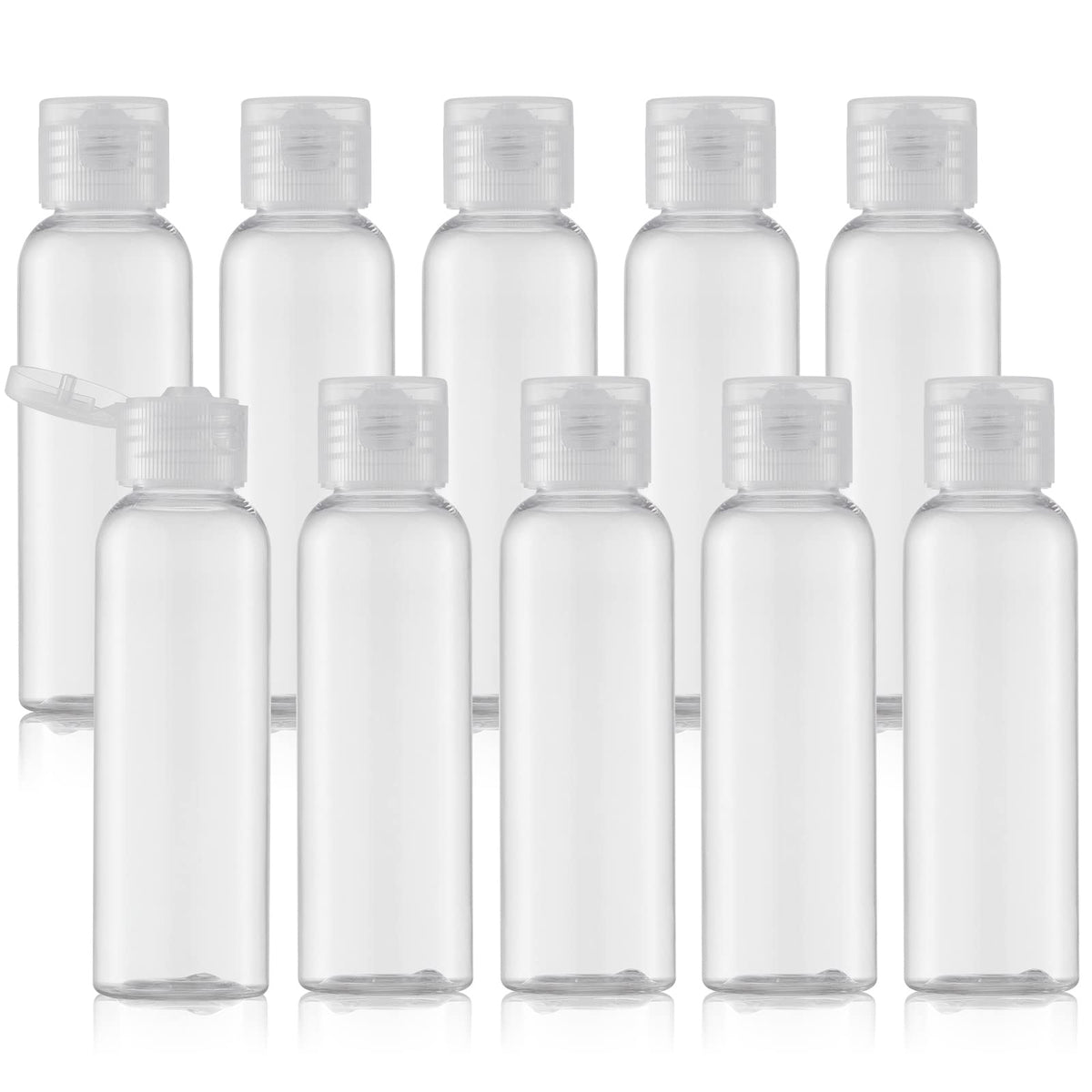 Travel Bottles 2oz, Clear Flip Cap Squeeze Plastic, 10 PCS Empty Container