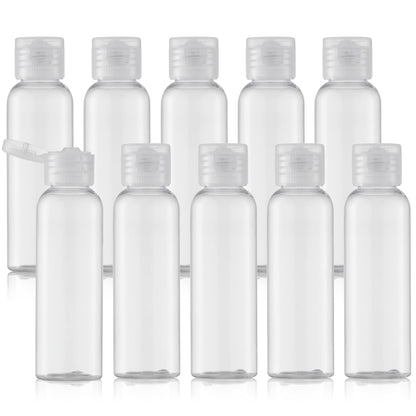 Travel Bottles 2oz, Clear Flip Cap Squeeze Plastic, 10 PCS Empty Container