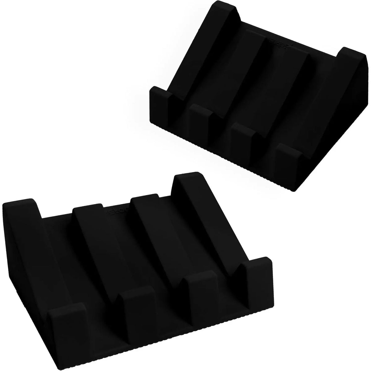 USA Patented Silicone Soap Dish Set - 2 Beige Self-Draining Holders, Easy-Clean Savers, Sponge Accessory for Kitchen