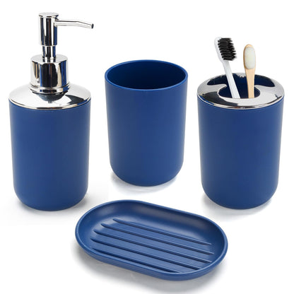 4PCS White Bathroom Accessories Set, Modern Bahtroom Decor Set