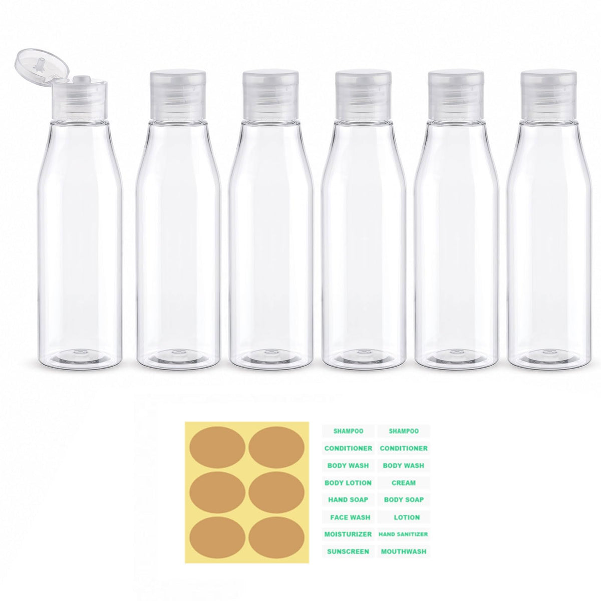 Travel Bottles for Toiletries 6 Pack 3oz/90ml Travel Size Toiletry Bottles