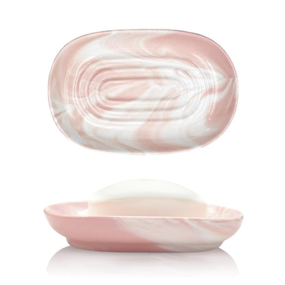 Ceramic Soap Dish for Bath Sink- Modern White Bar Soap Holder for Shower - Easy to Clean Multi-Purpose Oval Soap Dishes for Soap Bar, Sponges, Jewelry, Small Items | Fits Bathroom & Kitchen