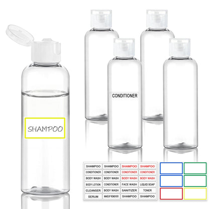5 Pack 3.4 oz Travel Bottles for Toiletries, TSA Approved Leak Proof Refillable Travel Size Containers, Clear Plastic Shampoo Bottles for Lotion Conditioner