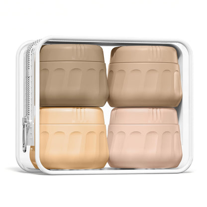 Mrsdry Travel Containers for Toiletries, TSA Approved Travel Size Toiletries 4 Pack, Refillable Containers, With Clear Bag, Leak Proof Silicone Jars, Essentials Creams Jars Carrying Small Items