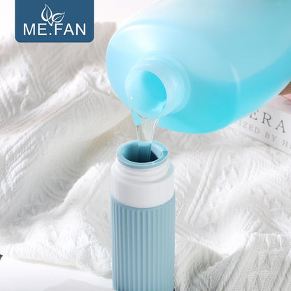 ME.FAN Travel Bottles for Toiletries, TSA Approved 3oz Silicone Journey Size Containers, Portable Split Bottle for Conditioner, Shampoo, Lotion- 4 Pack Blue