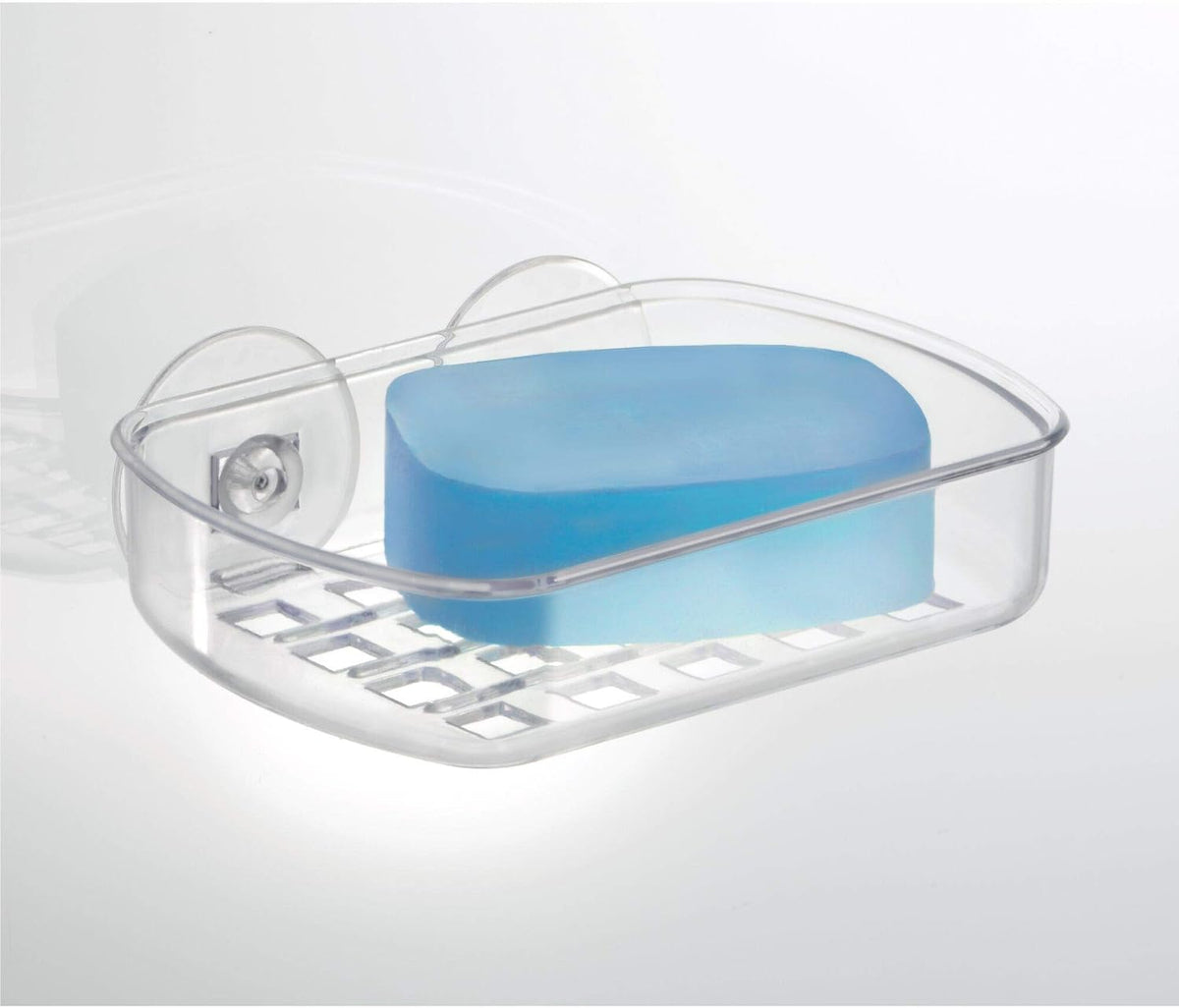 iDesign BPA-Free Plastic Suction Bar Soap Dish - 5.25" x 4" x 2", Clear,19600