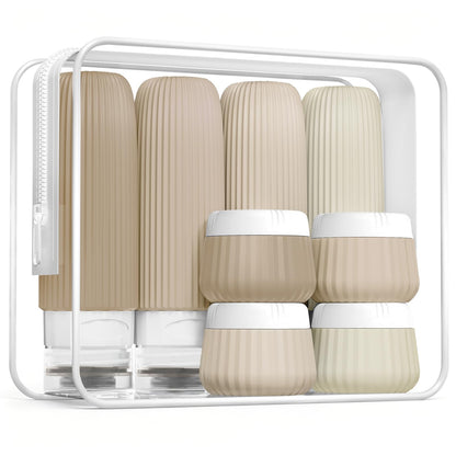 Mrsdry Travel Bottles - 8 Pack, TSA Approved Travel Size Toiletries, Leak Proof Silicone Squeezable Containers in Clear Bag