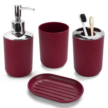4PCS White Bathroom Accessories Set, Modern Bahtroom Decor Set