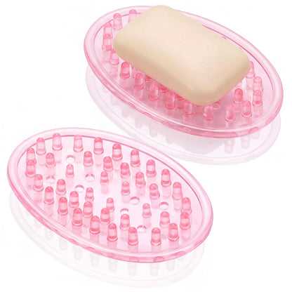 2 Pcs Soap Dish with Holes for Kitchen Bathroom, Clear