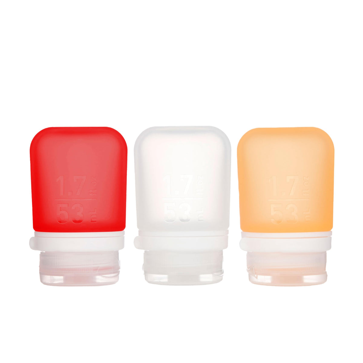 humangear GoToob+ 3-Pack, Small (1.7 fl oz), Clear/Purple/Teal