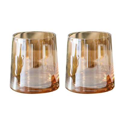 Gaolinci 2 Pcs Classic Clear Cylindrical Glass Mouthwash Cups, Bathroom Brushing Cup, 6 Oz