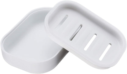 Plastic Soap Dish, Container, Keeps Soap Dry,Easy Cleaning,Drain,White
