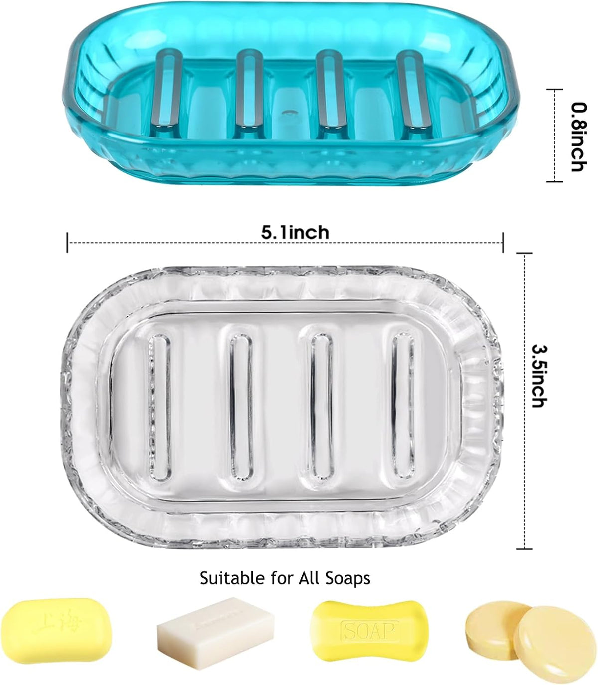 2 Pack Soap Dish Holder for Bar Soap, Bathroom Soap Dishes Bar Soap Holder