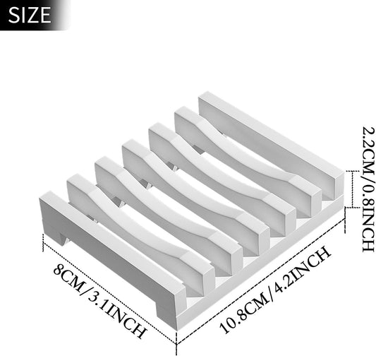 Topsky 2Pcs Soap Dish Holder, Non-Slip Bathroom Accessories Silicone Soap Case Saver, Sink Deck Bathtub Shower Dish Soap Drainer, Silicone Holder for Soap, Sponges, Scrubber (White)