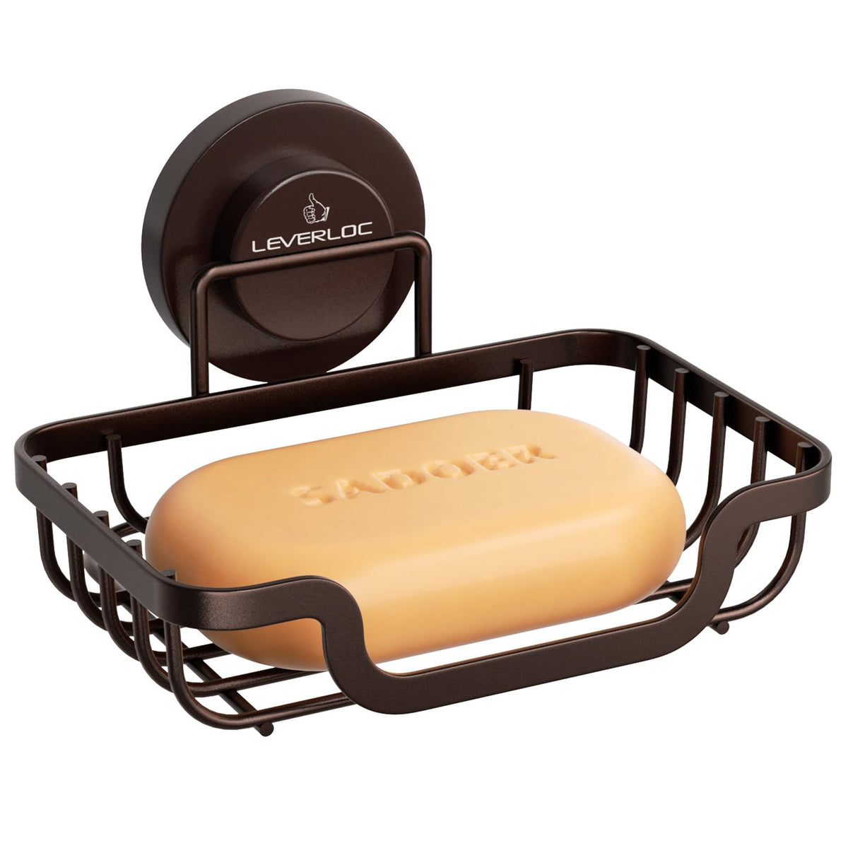 LEVERLOC Soap Dish, Soap Bar Holder for Shower Suction Cup Wall Mounted