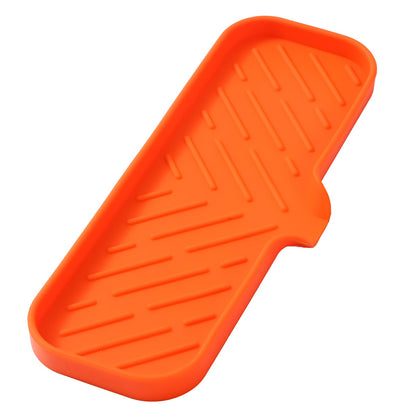 MicoYang Silicone Soap Dish with Drain Spout, Self-Draining Sink Organizer Tray for Bathroom and Kitchen, Sponges, Dispensers and Soap Holder, Non-Slip and Dishwasher Safe, White (Compact, 4.9"×3.2")