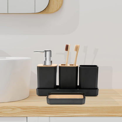 FEILANDUO Bathroom Accessories Set,5 Pcs Bathroom Accessory Gift Set, Black