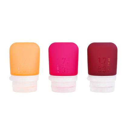 humangear GoToob+ 3-Pack, Small (1.7 fl oz), Clear/Purple/Teal