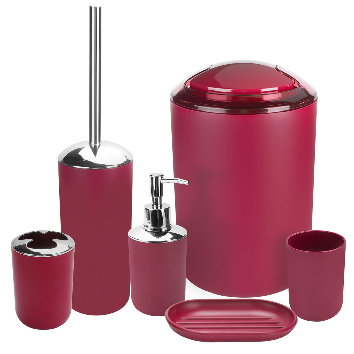 Bathroom Accessory Set, 4 Pcs Black Plastic Bathroom Set