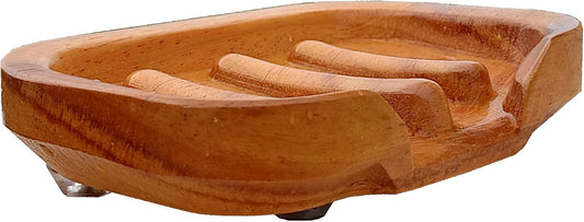 Bar Soap Holder for Shower by NAZAKOOL, Solid Teak Wood Soap Dish with Raised Edges (No-Slip), Draining Soap Saver for Bathroom, Kitchen Sink