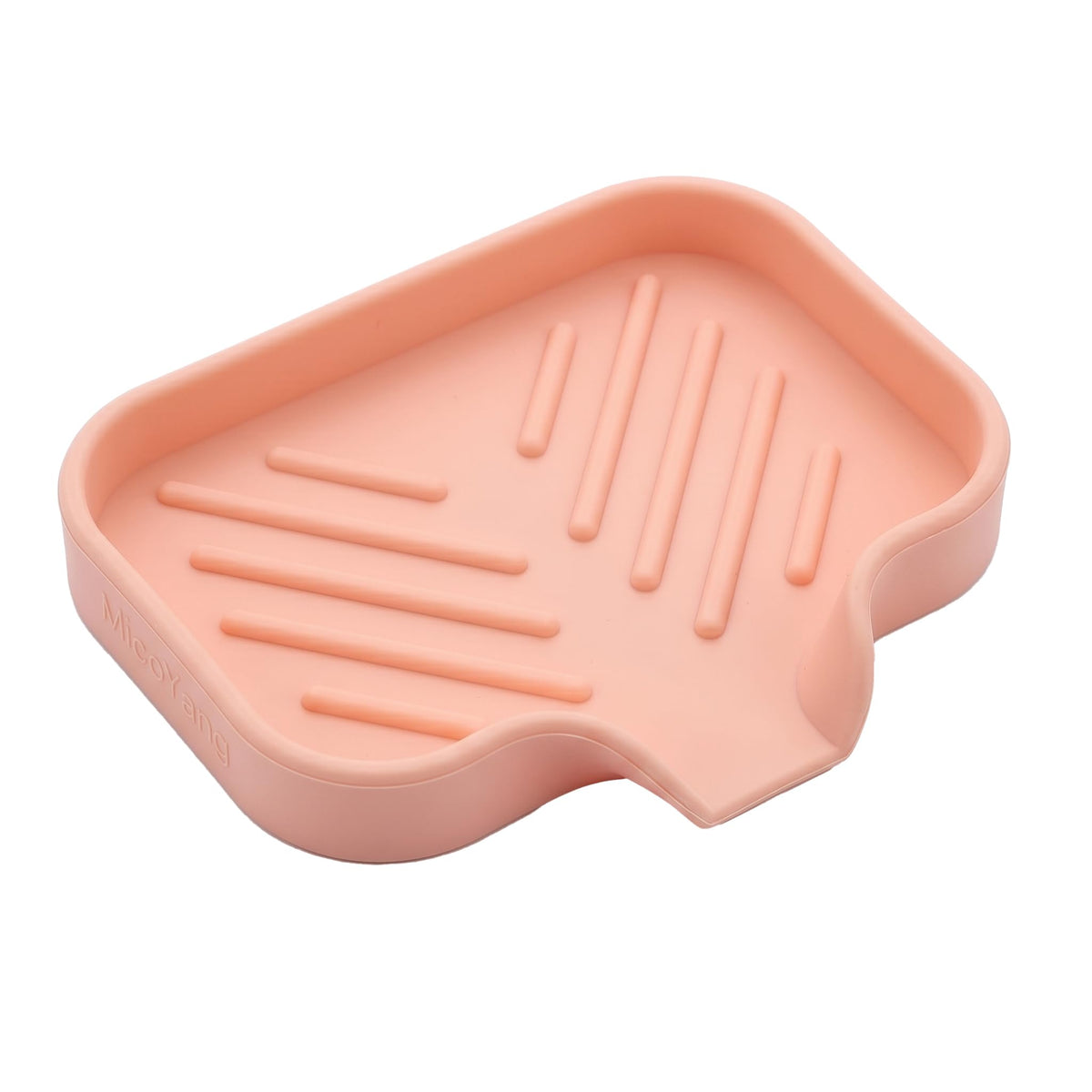 MicoYang Silicone Soap Dish with Drain Spout, Self-Draining Sink Organizer Tray for Bathroom & Kitchen, Sponges, Dispensers & Soap Holder, Non-Slip & Dishwasher Safe, Translucent (Compact, 4.9"×3.2")