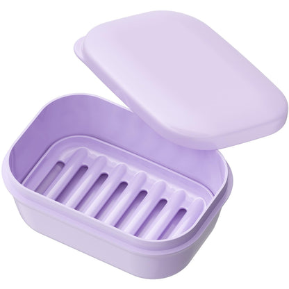 Quatish Leakproof Soap Dish with Lid & Draining Layer, Shatterproof Travel Bar Soap Holder Case Container, Portable Travel Size Toiletries Essentials for Camping, Gym, Bathroom, Black
