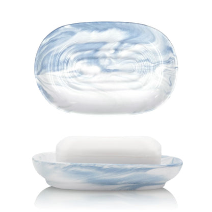 Ceramic Soap Dish for Bath Sink- Modern White Bar Soap Holder for Shower - Easy to Clean Multi-Purpose Oval Soap Dishes for Soap Bar, Sponges, Jewelry, Small Items | Fits Bathroom & Kitchen