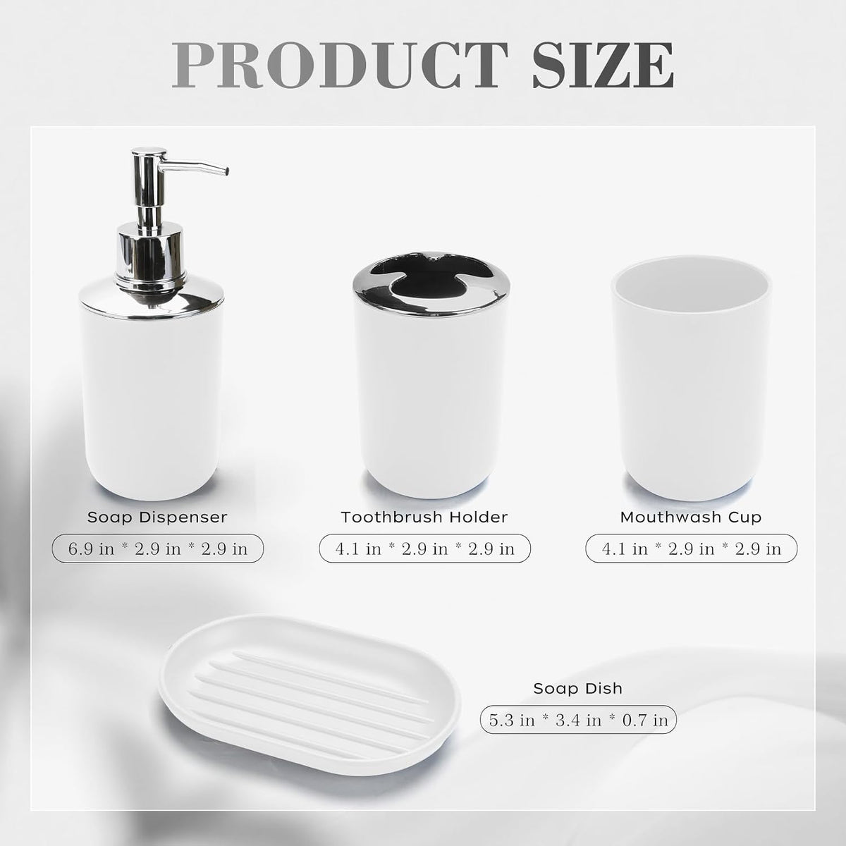 4PCS White Bathroom Accessories Set, Modern Bahtroom Decor Set